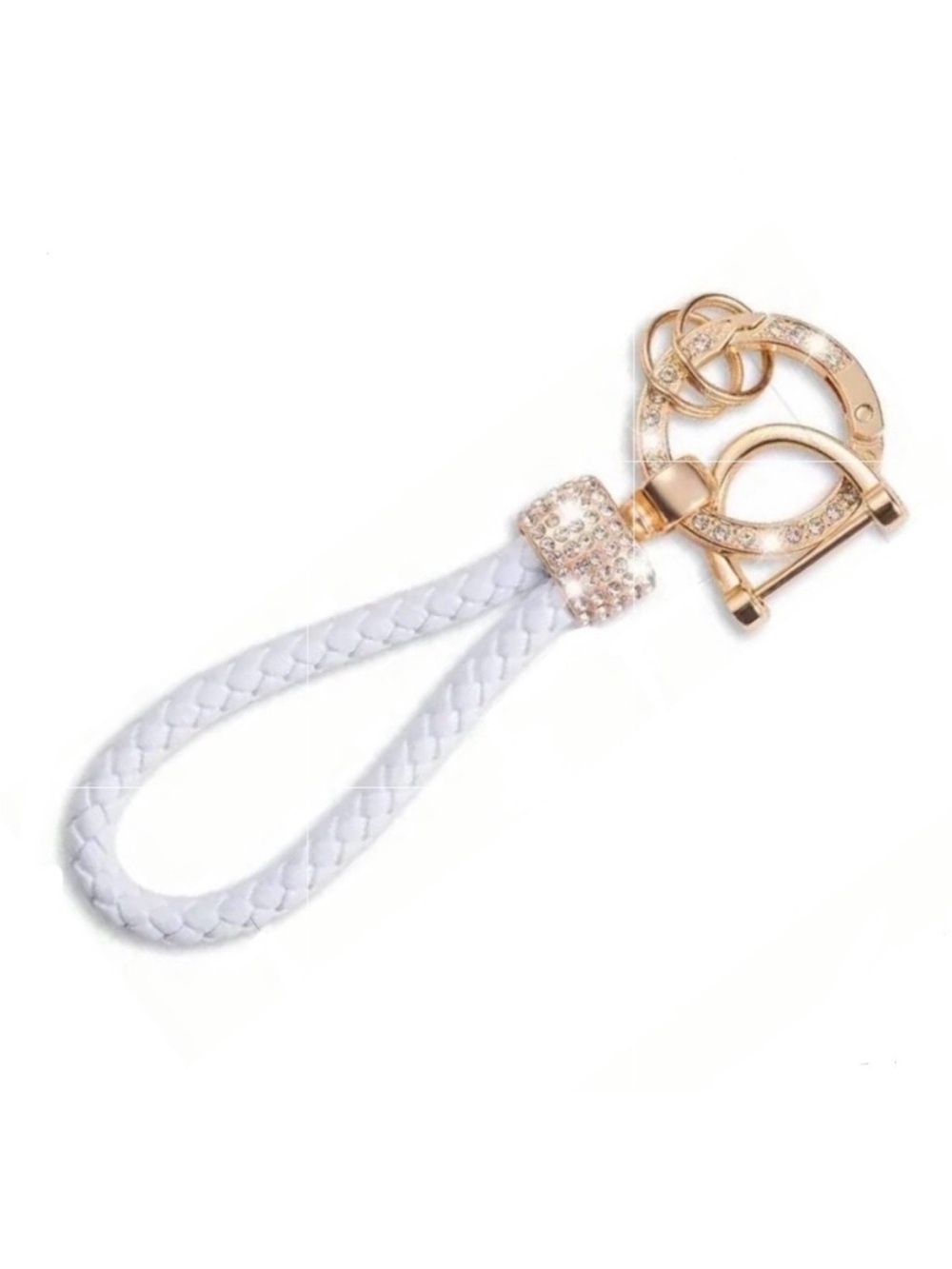 💞 New Elegant White and Gold Bling Keychain with Screwdriver for Anti-Loss Ring